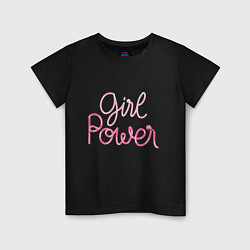 Футболка хлопковая детская Pink - girl Power, цвет: черный