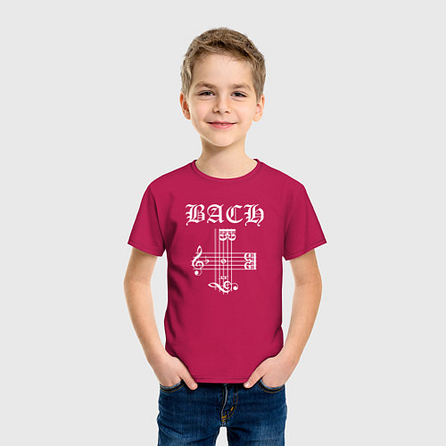 Детская футболка B A C H - Иоганн Бах / Маджента – фото 3