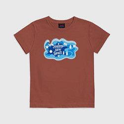 Футболка хлопковая детская Новый год 2023 новогодние шарики и ёлки, цвет: кирпичный