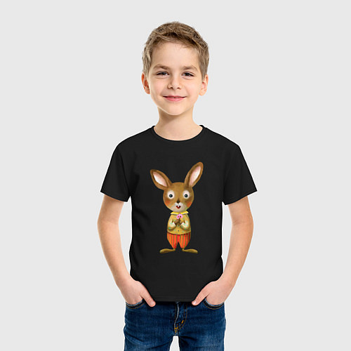 Детская футболка Кролик мягкий / Черный – фото 3