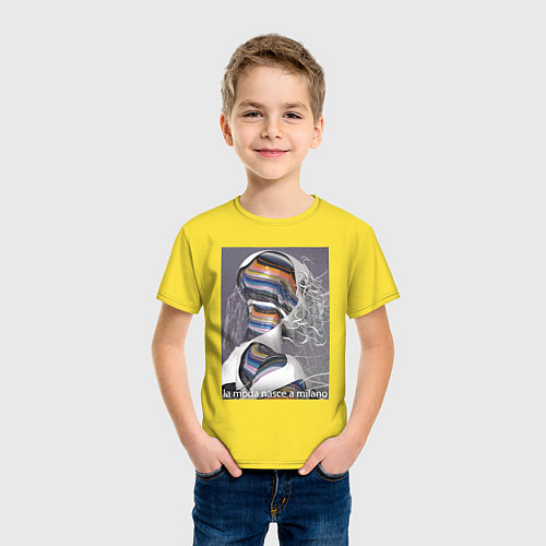 Детская футболка Мода рождается в Милане - vanguard head / Желтый – фото 3