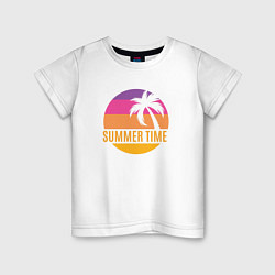 Футболка хлопковая детская Summer time California, цвет: белый