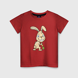 Футболка хлопковая детская Кролик с морковкой, цвет: красный