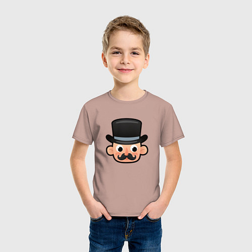 Детская футболка Мультяшный англичанин в шляпе / Пыльно-розовый – фото 3