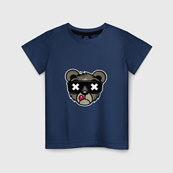 Футболка хлопковая детская Медведь в солнцезащитных очках, цвет: тёмно-синий