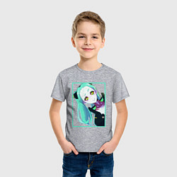 Футболка хлопковая детская Ребекка из киберпанка - нетраннер, цвет: меланж — фото 2