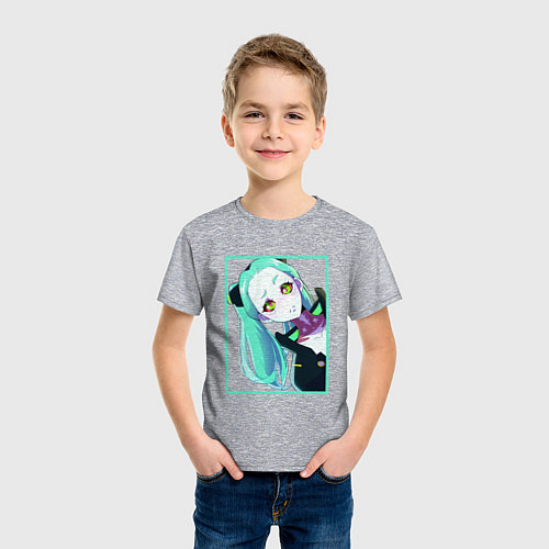 Детская футболка Ребекка из киберпанка - нетраннер / Меланж – фото 3