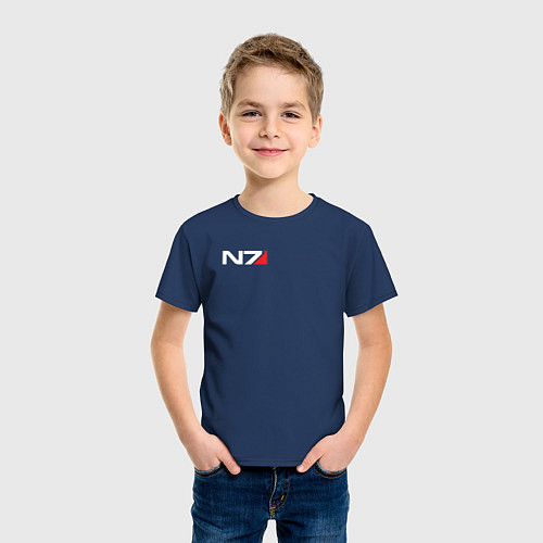 Детская футболка Логотип N7 / Тёмно-синий – фото 3
