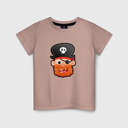 Футболка хлопковая детская Мультяшный пират, цвет: пыльно-розовый