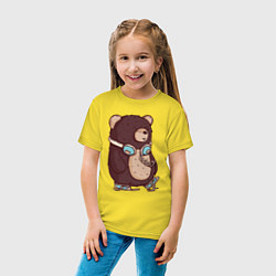 Футболка хлопковая детская Walking bear, цвет: желтый — фото 2
