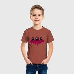 Футболка хлопковая детская Squid game army, цвет: кирпичный — фото 2