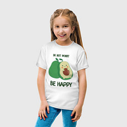 Футболка хлопковая детская Dont worry be happy - avocado, цвет: белый — фото 2