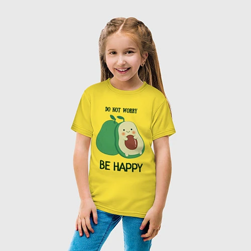 Детская футболка Dont worry be happy - avocado / Желтый – фото 4