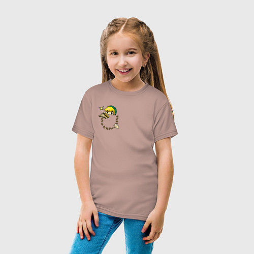 Детская футболка Линк в кармане с флейтой / Пыльно-розовый – фото 4