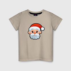 Футболка хлопковая детская Мультяшный Санта Клаус, цвет: миндальный