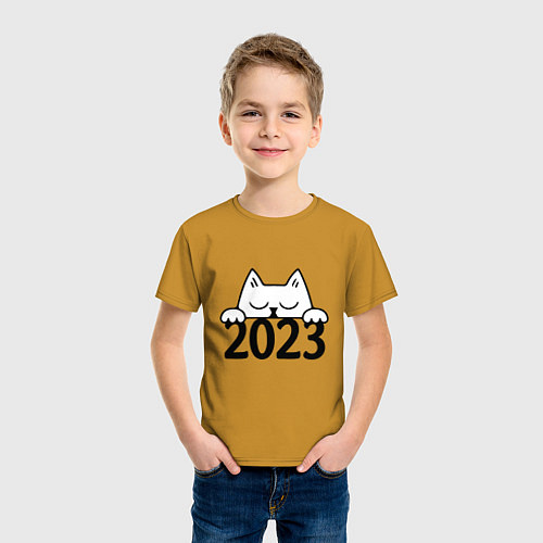 Детская футболка Cat 2023 / Горчичный – фото 3