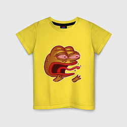 Футболка хлопковая детская Evil Pepe sticker, цвет: желтый