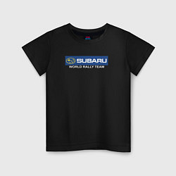 Футболка хлопковая детская Subaru world rally team, цвет: черный
