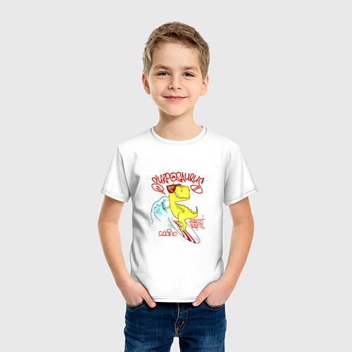 Детская футболка Surfosaurus o pacific perfect waves / Белый – фото 3