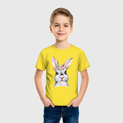 Футболка хлопковая детская Кролик в цветах, цвет: желтый — фото 2