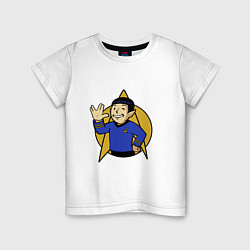 Футболка хлопковая детская Spoke - vault boy, цвет: белый