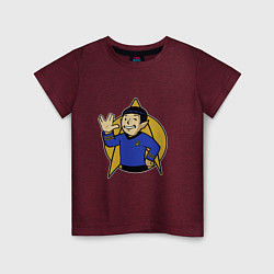 Футболка хлопковая детская Spoke - vault boy, цвет: меланж-бордовый