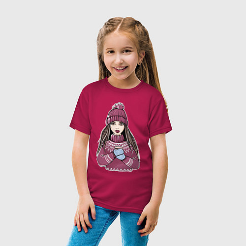 Детская футболка Милая девушка / Маджента – фото 4