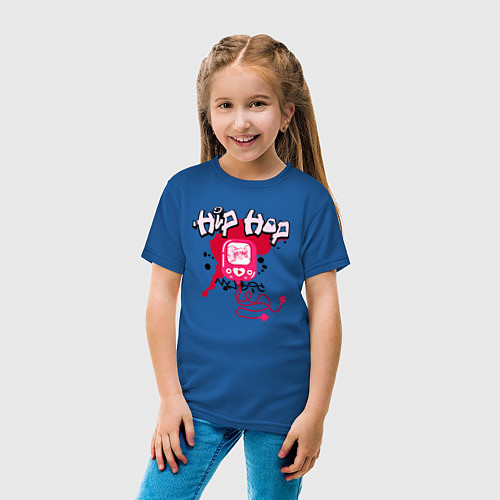Детская футболка Граффити хип-хоп плеер с наушниками / Синий – фото 4