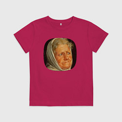 Футболка хлопковая детская Картина ренессанса - бабушка в шоке, цвет: маджента