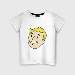 Футболка хлопковая детская Vault boy head, цвет: белый