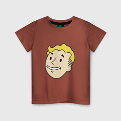 Футболка хлопковая детская Vault boy head, цвет: кирпичный