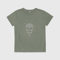 Футболка хлопковая детская Череп хакера, цвет: авокадо