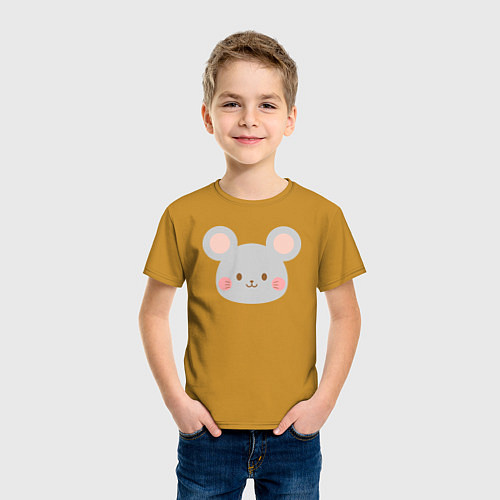 Детская футболка Добрый мышонoк / Горчичный – фото 3