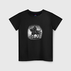 Футболка хлопковая детская Воин на коне, цвет: черный