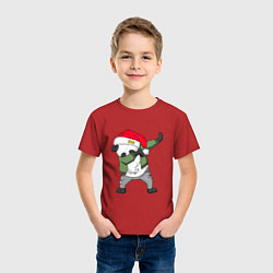 Футболка хлопковая детская Панда Дед Мороз, цвет: красный — фото 2