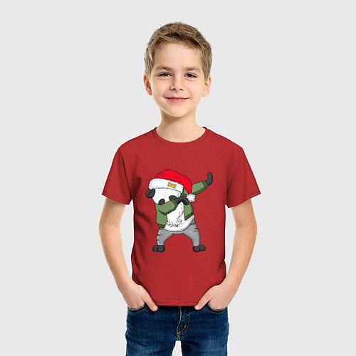 Детская футболка Панда Дед Мороз / Красный – фото 3