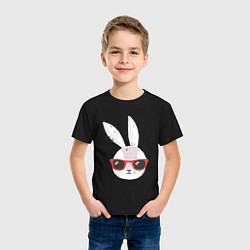 Футболка хлопковая детская Кролик в солнечных очках, цвет: черный — фото 2