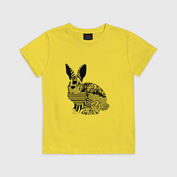 Футболка хлопковая детская Rabbit in patterns, цвет: желтый