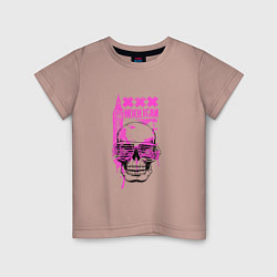 Футболка хлопковая детская Hooligan skull, цвет: пыльно-розовый