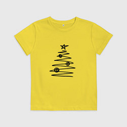 Футболка хлопковая детская Новогодняя графичная ёлка, цвет: желтый