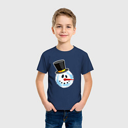 Футболка хлопковая детская Голова мультяшного снеговика, цвет: тёмно-синий — фото 2
