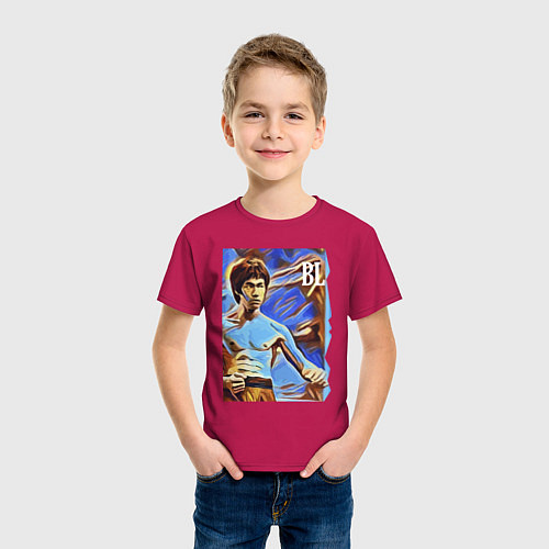 Детская футболка Брюс Ли - celebrity - джиткундо / Маджента – фото 3