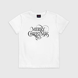Футболка хлопковая детская Merry Christmas happy, цвет: белый