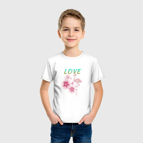Детская футболка Любовь и фламинго / Белый – фото 3