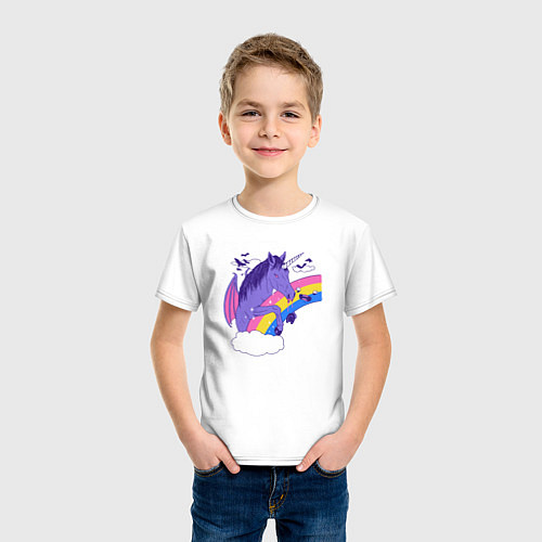 Детская футболка Единорого-вампир и радуга / Белый – фото 3