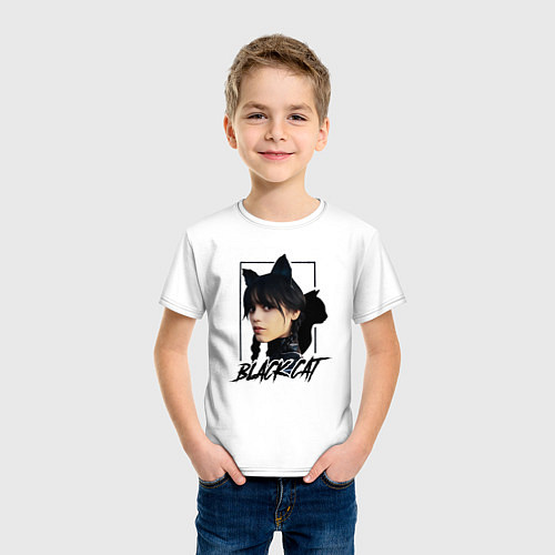 Детская футболка Wednesday Black cat / Белый – фото 3