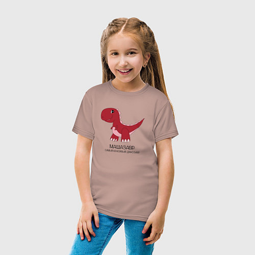 Детская футболка Динозаврик Машазавр, тираннозавр Маша / Пыльно-розовый – фото 4