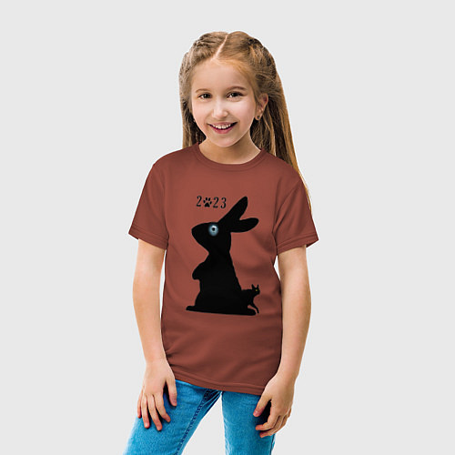 Детская футболка Кот и кролик 2023 / Кирпичный – фото 4