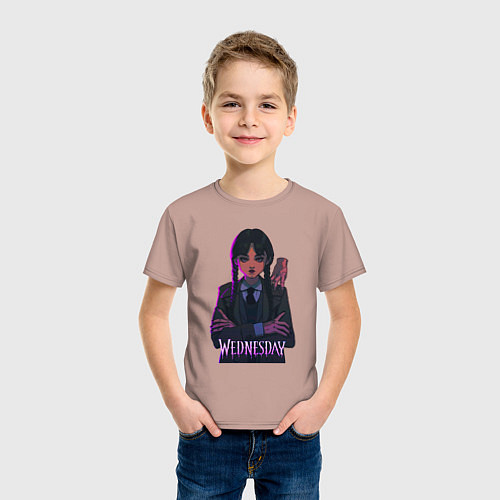 Детская футболка Уэнсдэй Аддамс / Пыльно-розовый – фото 3