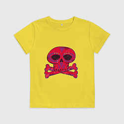 Футболка хлопковая детская Колдунский череп и кости, цвет: желтый